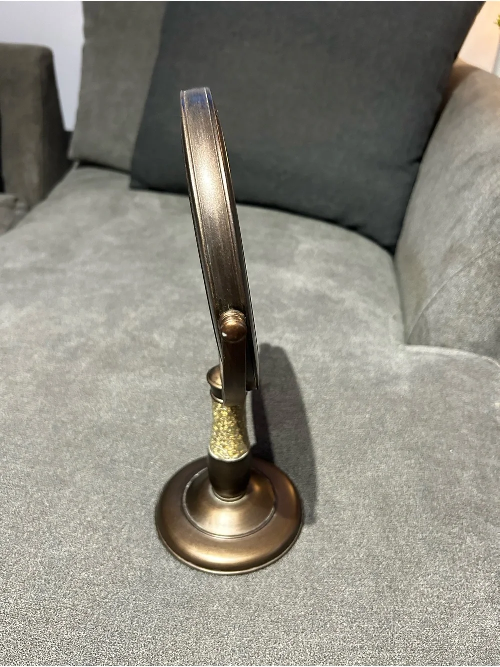 Decorative Vintage Bronze Finish Vanity Mirror with Crystal Accent - Bronze
